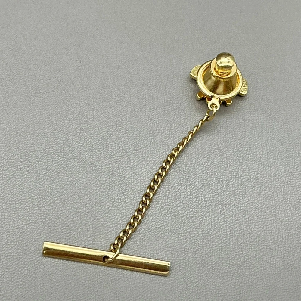 Vintage Gold Tone Golf Tie Pin Tie Tack Chain Bar Men's Novelty Accessory